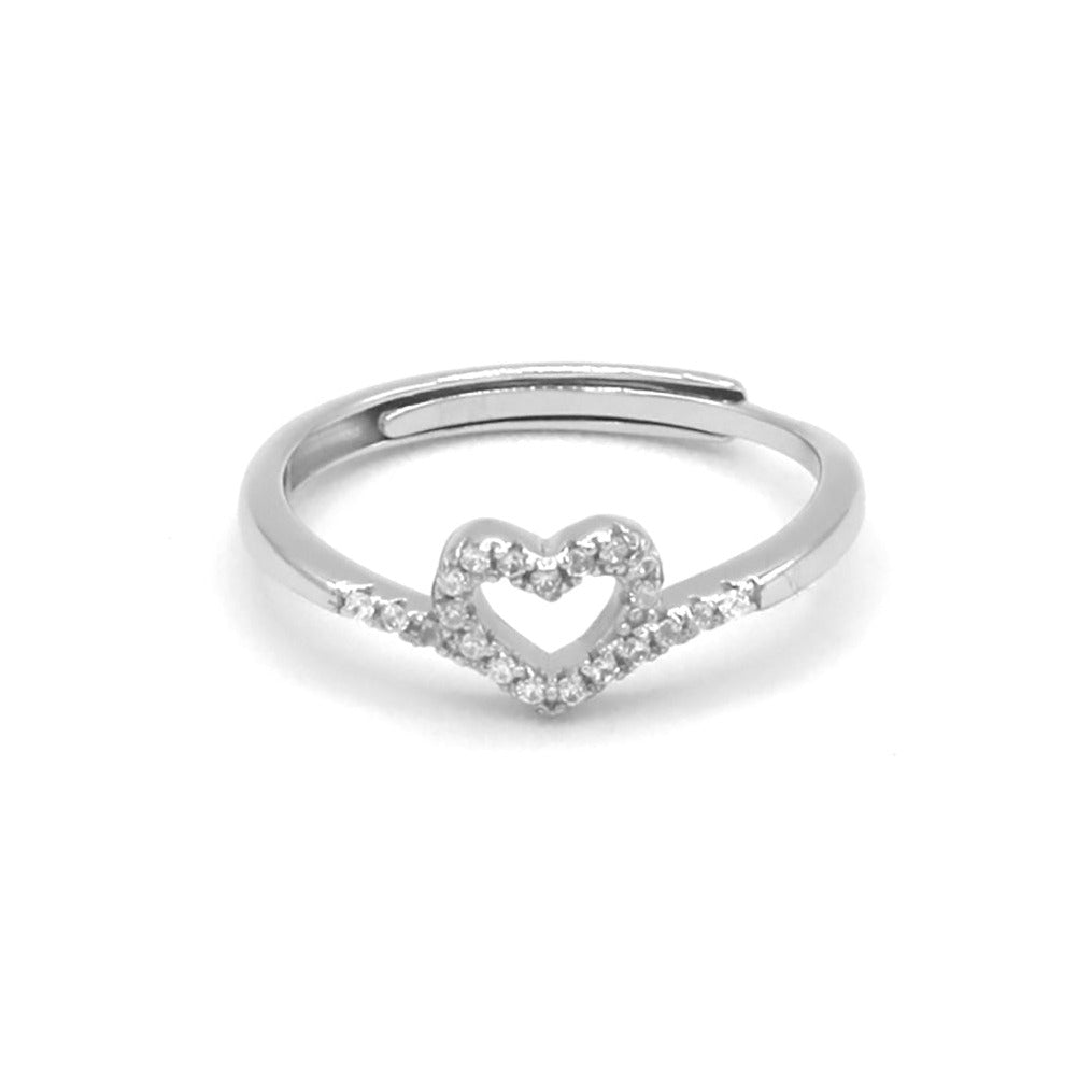 Heart Silver Ring, .925 Sterling Silver Waterproof Hypoallergenic