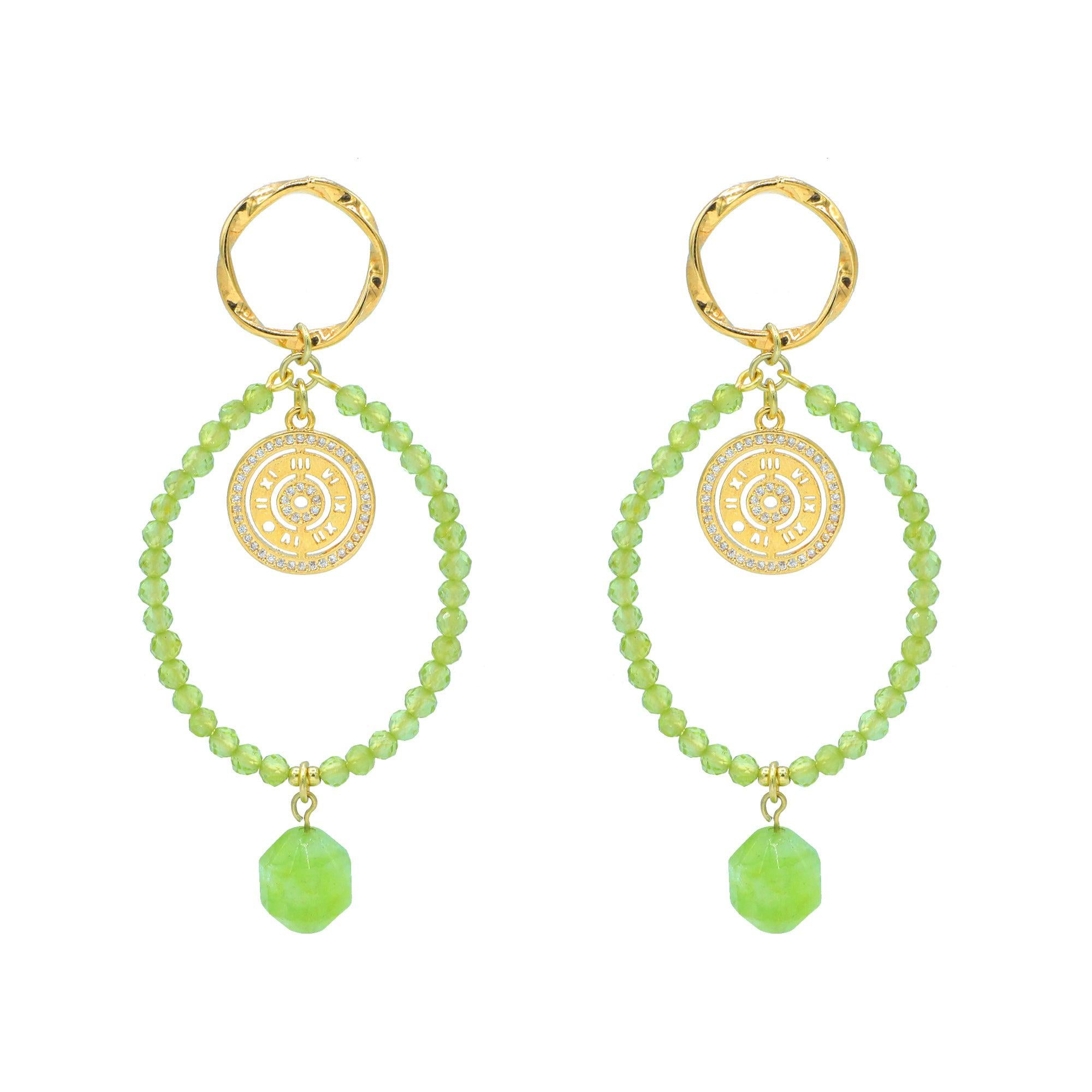 Natural Green Chalcedony Peach Moonstone Peridot and Freshwater Pearls Drop offers Pierced Earrings with Sterling Silver