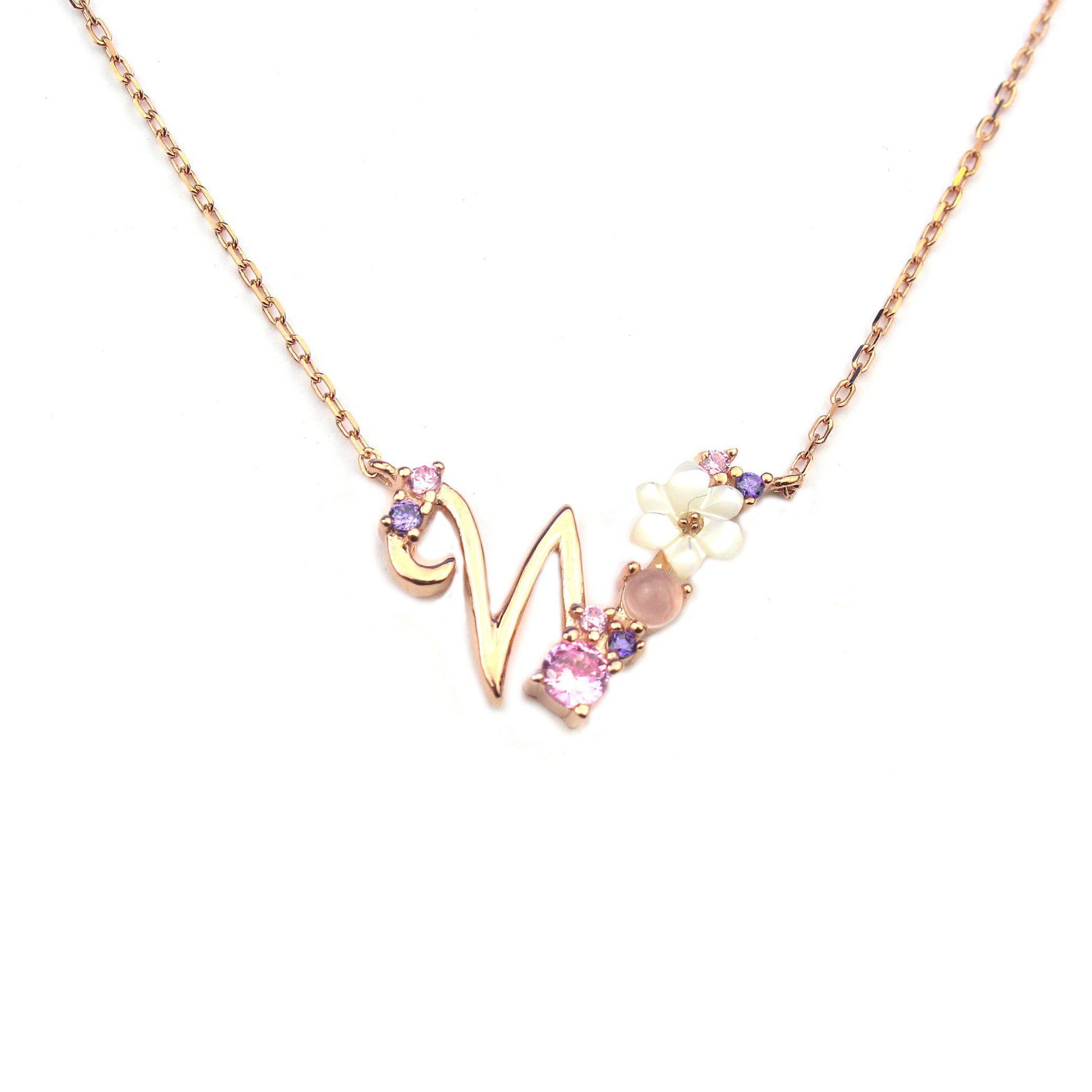 Loulougram floral alphabet necklace