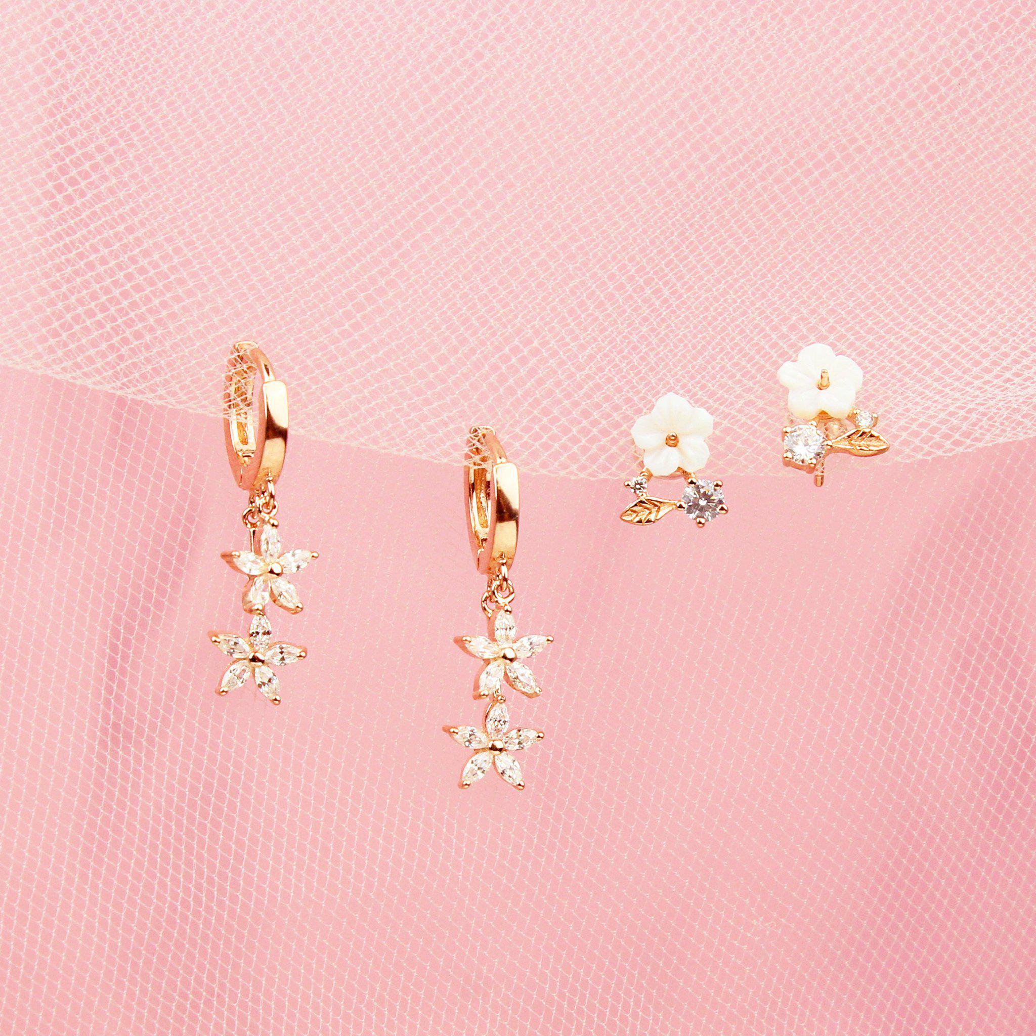 Flora Rose Gold Pink Jewellery Set