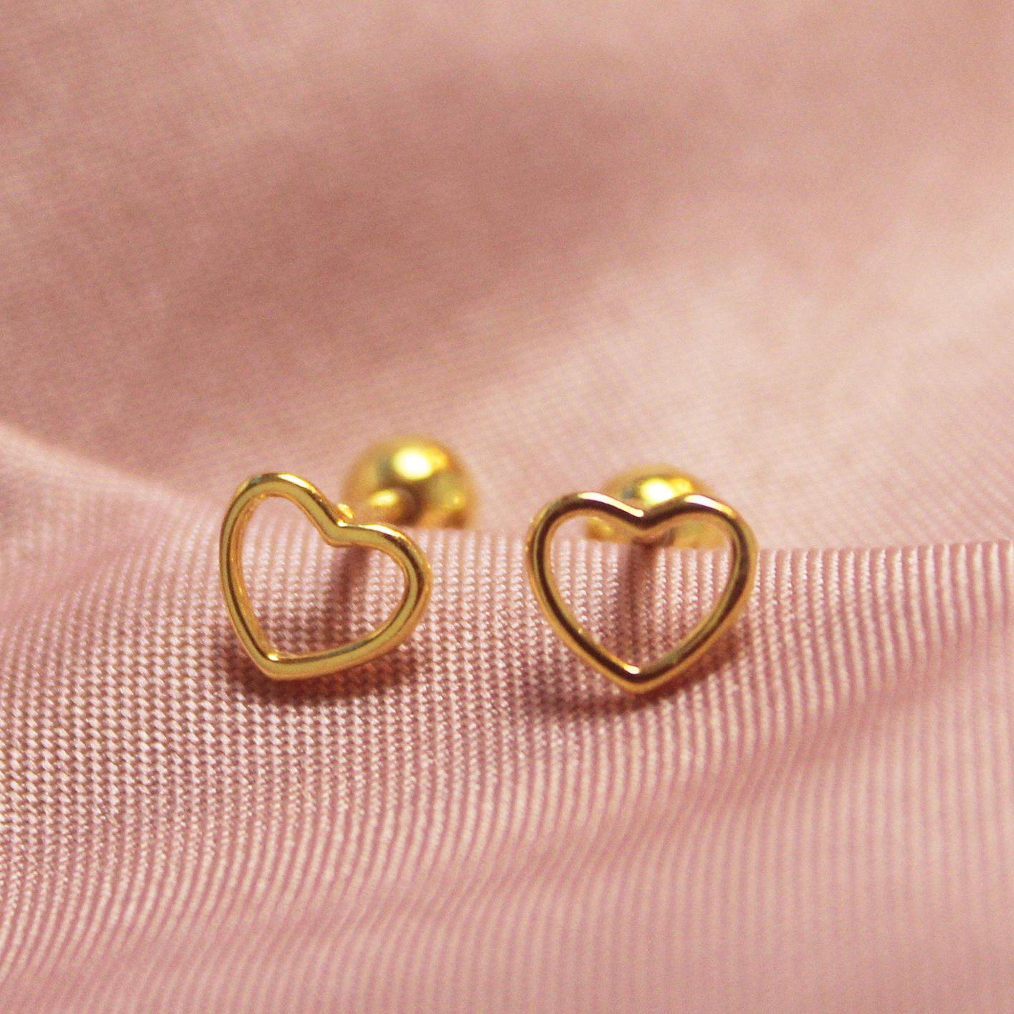 Heart Screw Back Earrings | Tiny Stacking Earring Studs | Hypo ...