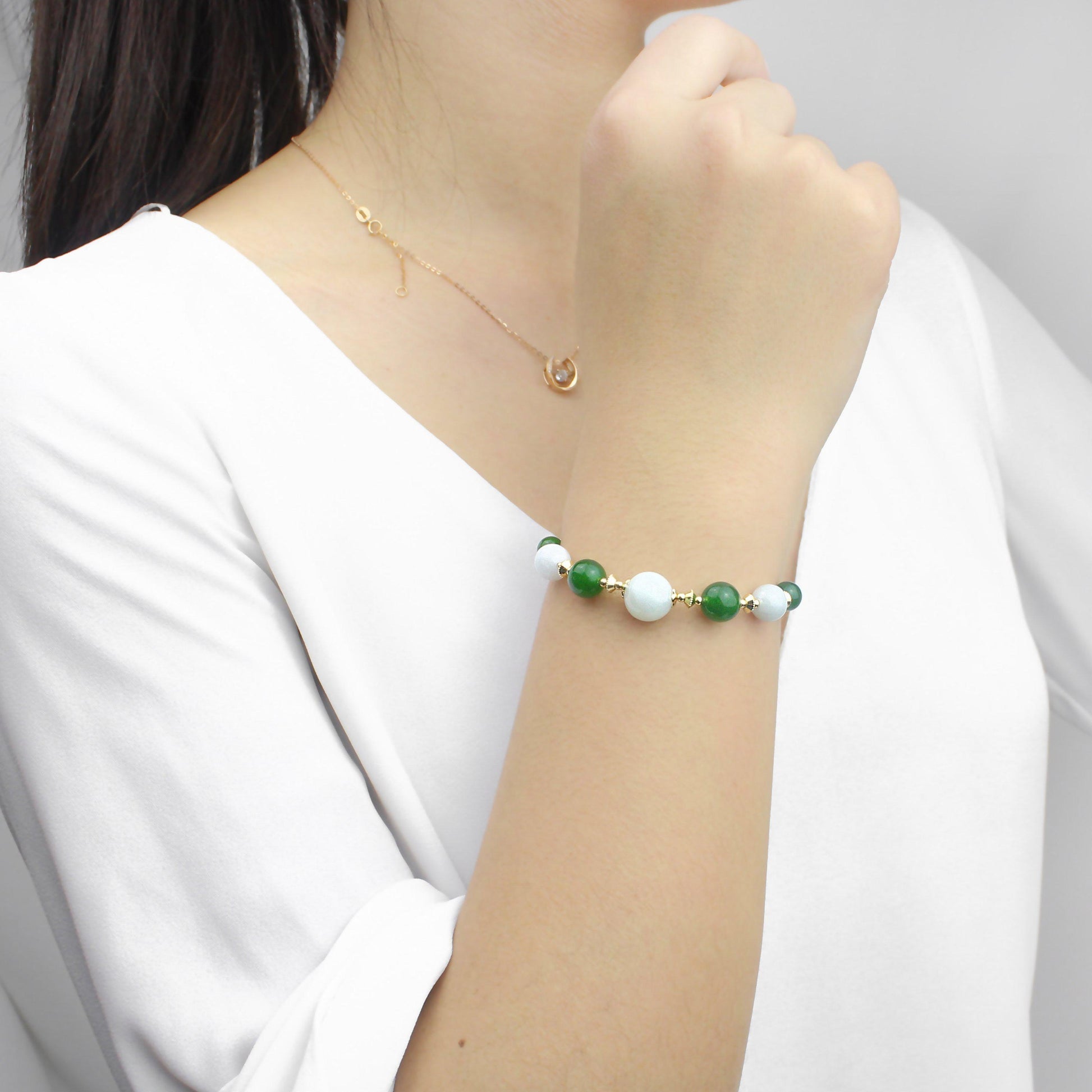 White and Green Jade Bracelet - Integrity & Dedication - Minera Emporium  Crystal & Mineral Shop