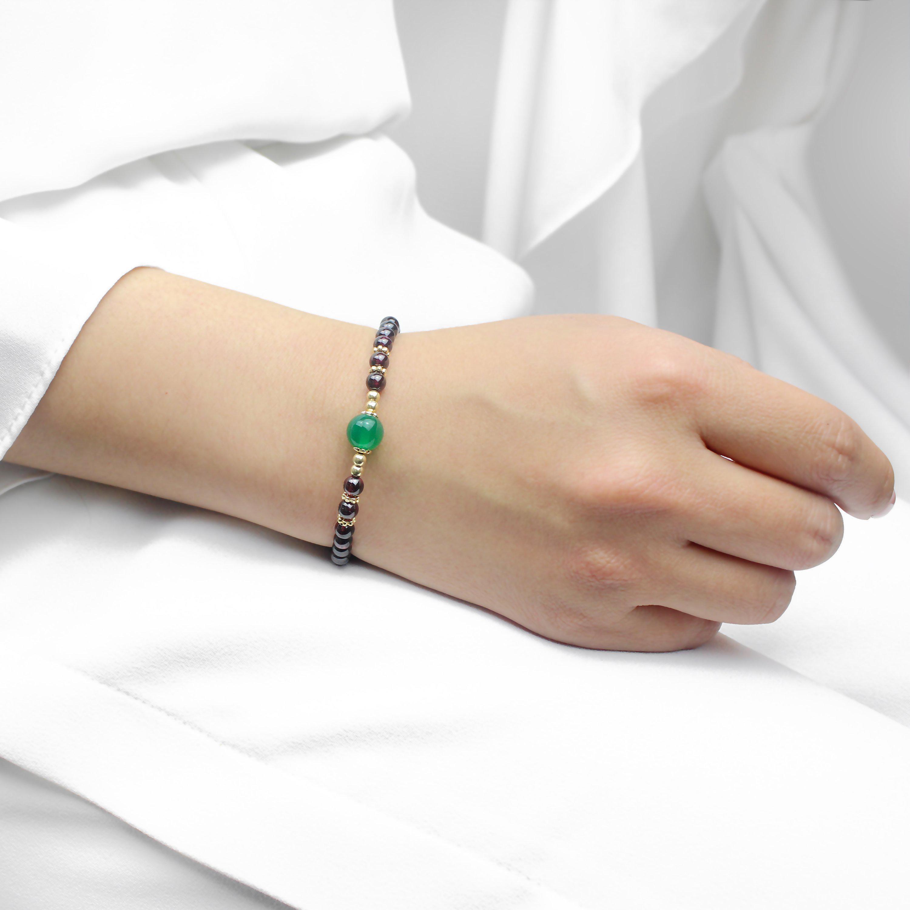 Sparkling Life | Energy Stone Bracelet | Green Agate & Garnet – La